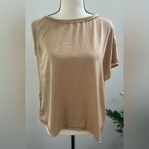BCBGMaxAzria Beige Lightweight Draped Tee Minimal Short Sleeve XS